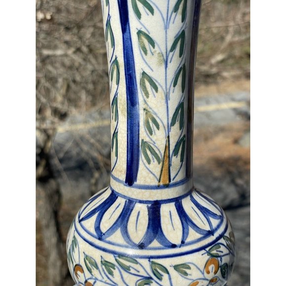Antique Iznik Middle Eastern Pottery Glazed Faience Vase Cast Iron Loevsky Lamp - Picture 3 of 16